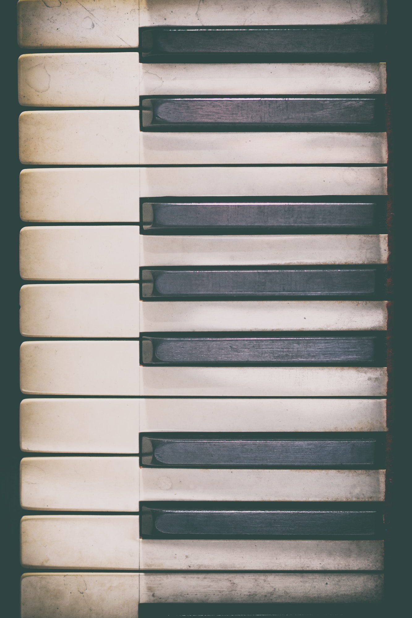 Piano keyboard of a classic wooden piano